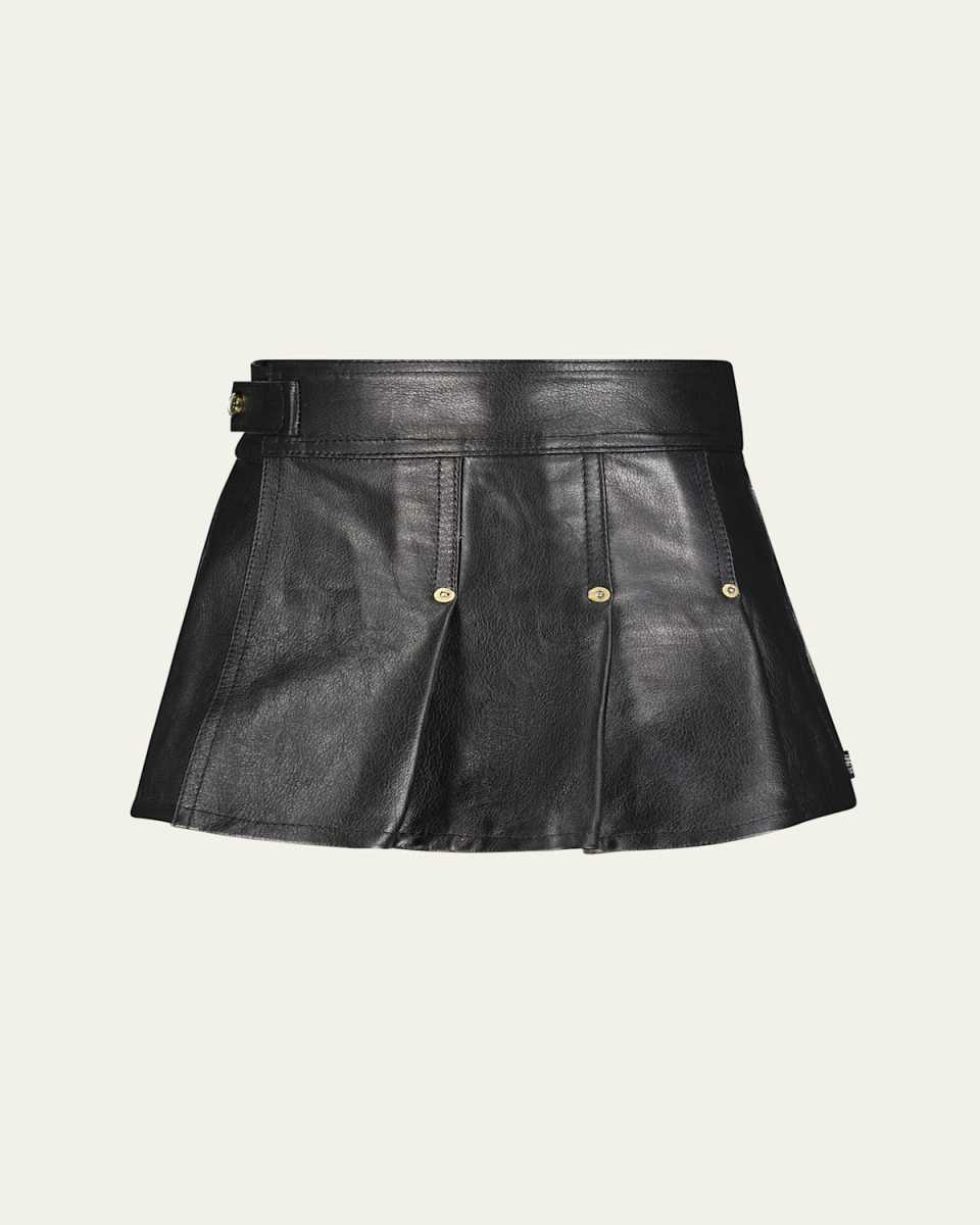 Girl's Lola Leather Pleated Skirt, Size 10-16